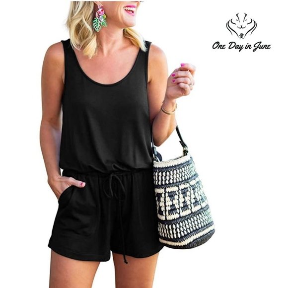 Reoria Pants - Summer Scoop Neck Sleeveless Tank Top Romper